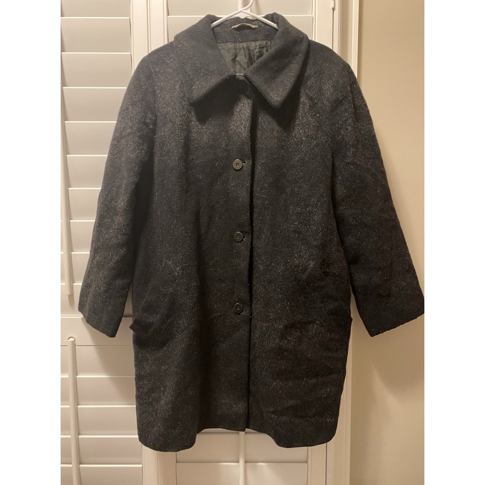 Marks & Spencer Coat Womens Size 18‎ Grey Wool Mohair Alpaca Overcoat Jacket Pea